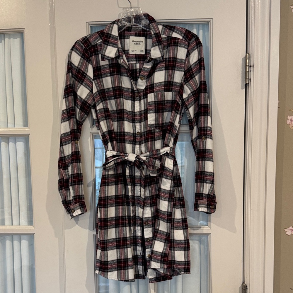 Red and Black Plaid Long Sleeve Dress